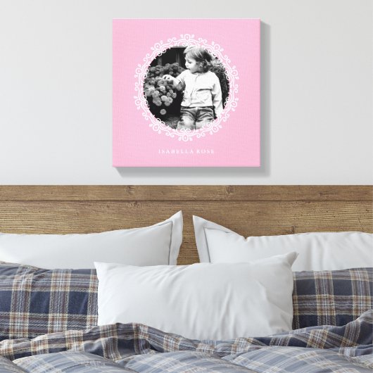 Roze Fancy decoratief Lijst Foto Canvas Afdruk (Insitu (Slaapkamer))