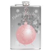 Roze Fancy kerstsierfles Heupfles (Voorkant)