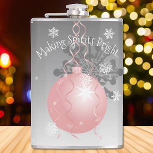 Roze Fancy kerstsierfles Heupfles