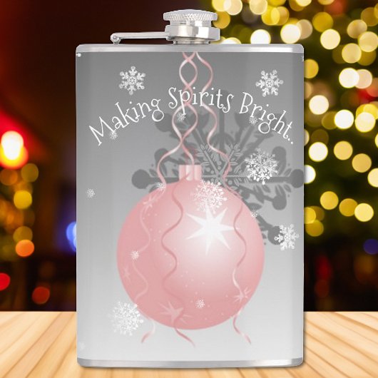 Roze Fancy kerstsierfles Heupfles