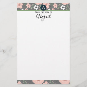  roze Fancy monogram Briefpapier