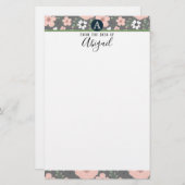  roze Fancy monogram Briefpapier (Voorkant / Achterkant)