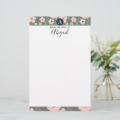  roze Fancy monogram Briefpapier (Staand voorkant)
