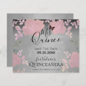 Roze Fancy Rozen Quinceanera Roze sparen de Datum (Voorkant / Achterkant)