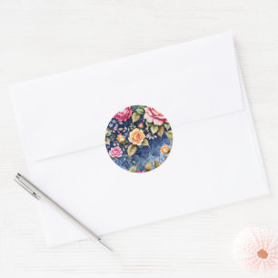 Roze fantasie roze en blauw ronde sticker