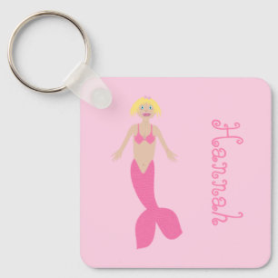  Roze Fantasie Zeemeermin Aangepaste Naam Sleutelhanger