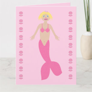  roze fantasie zeemeermin aangepaste verjaardag kaart