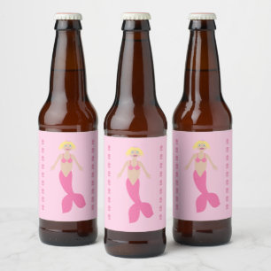 roze fantasie zeemeermin bier etiket