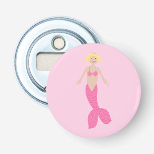 roze fantasie zeemeermin button flesopener