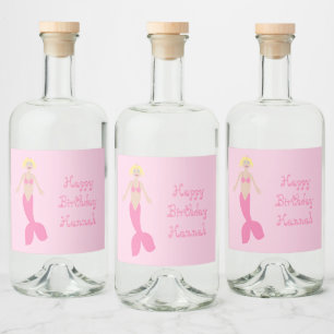 Roze Fantasie Zeemeermin Custom Likeurfles Etiket