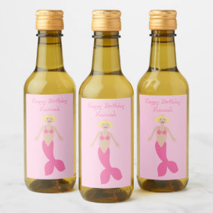 Roze Fantasie Zeemeermin Custom Wijn Etiket