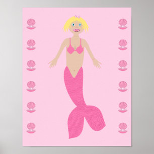  roze fantasie zeemeermin poster