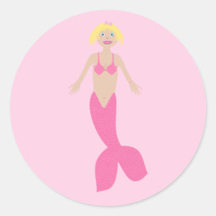  roze fantasie zeemeermin ronde sticker