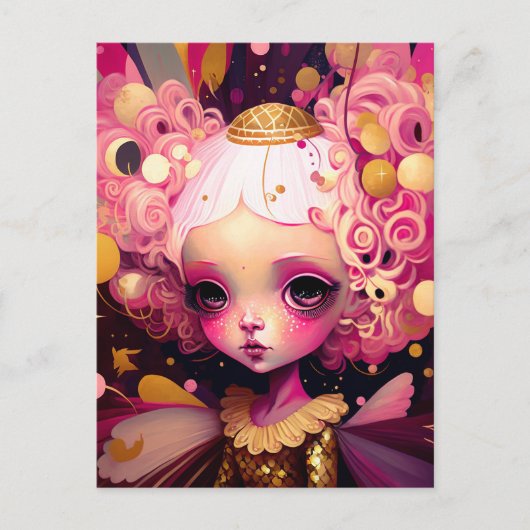 Roze Fantasy Art Briefkaart (Voorkant)