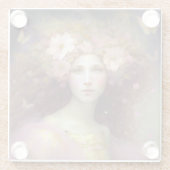 Roze Fantasy Art Glazen Onderzetter (Achterkant)