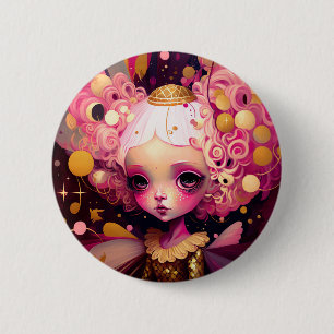 Roze Fantasy Art Ronde Button 5,7 Cm