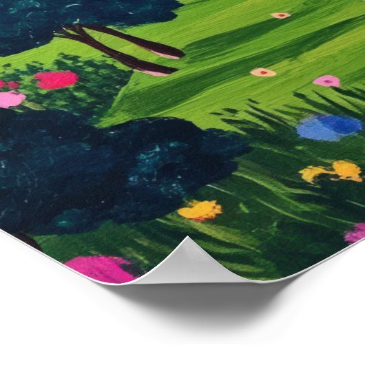 Roze Fantasy Castle Sunset Landschap Muur Kunst Poster (Hoek)