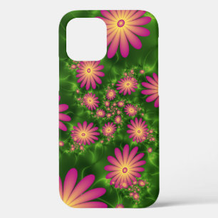 Roze fantasy Flowers Modern Abstract fractal Art iPhone 12 Pro Hoesje