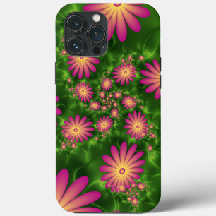 Roze fantasy Flowers Modern Abstract fractal Art iPhone 13 Pro Max Hoesje