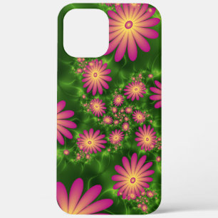 Roze fantasy Flowers Modern Abstract fractal Art iPhone 12 Pro Max Hoesje