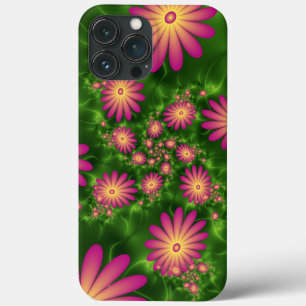 Roze fantasy Flowers Modern Abstract fractal Art iPhone 13 Pro Max Hoesje