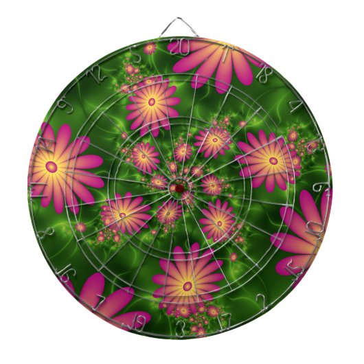 Roze fantasy Flowers Modern Abstract fractal Art Dartbord (Voorkant)