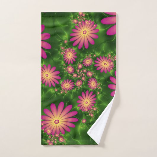 Roze fantasy Flowers Modern Abstract fractal Art Handdoek (Handdoek)