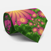 Roze fantasy Flowers Modern Abstract fractal Art Stropdas (Opgerold)