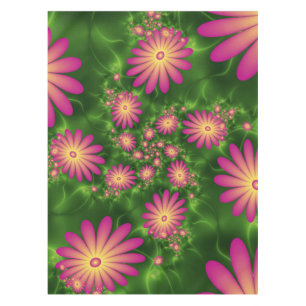 Roze fantasy Flowers Modern Abstract fractal Art Tafelkleed