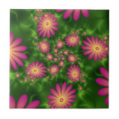 Roze fantasy Flowers Modern Abstract fractal Art Tegeltje (Voorkant)