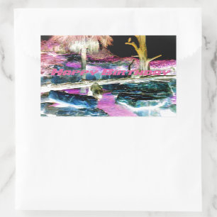 Roze Fantasy Forest Ape Party Rechthoekige Sticker