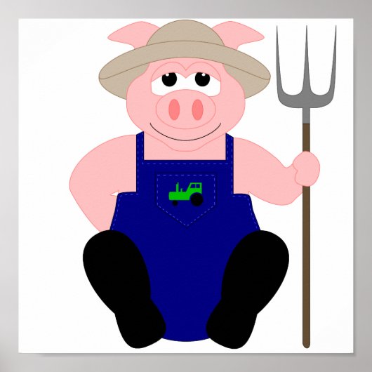 Roze Farmer Pig Poster (Voorkant)