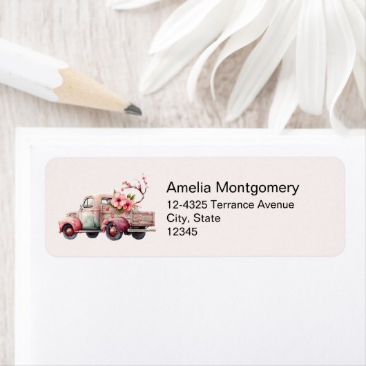 Roze  Farmer's Truck Adres Etiket (Insitu)