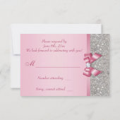 Roze Faux Bow & Diamonds RSVP (Achterkant)