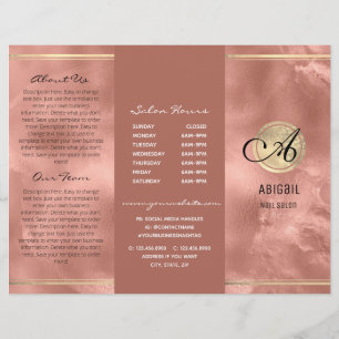 Roze Faux Folie Monogram Logo Drievoudig Brochure