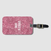 Roze Faux Glitter Bagagelabel (Voorkant (horizontaal))