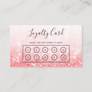 Roze Faux Glitter Custom Loyalty Kaart Visitekaartje