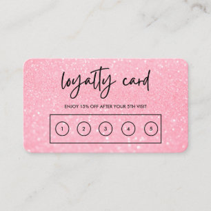 Roze Faux Glitter Custom Loyalty Kaart Visitekaartje