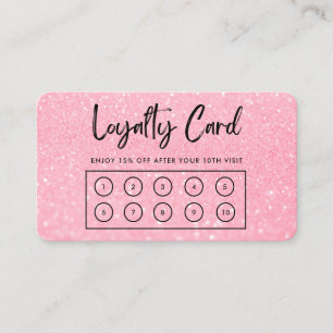 Roze Faux Glitter Custom Loyalty Kaart Visitekaartje