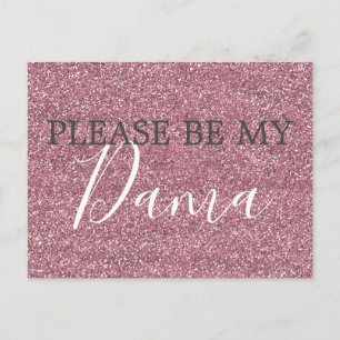 Roze Faux Glitter Dama Quinceanera Voorstel Uitnodiging Briefkaart