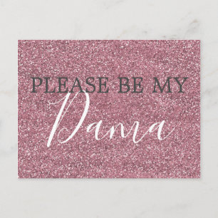 Roze Faux Glitter Dama Quinceanera Voorstel Uitnodiging Briefkaart