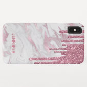 Roze Faux Glitter Drips iPhone 6.5 Hoesje (Achterkant (horizontaal))