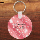Roze. Faux Glitter en Sparkle, zoete Sixteen Sleutelhanger (Voorkant)