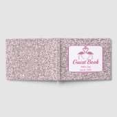 Roze Faux Glitter Flamingo Liefde Bruiloft Gastenb Gastenboek (Volledig)