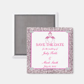 Roze faux glitter flamingo sparen de Datum Magnet Magneet (Voorkant / Achterkant)