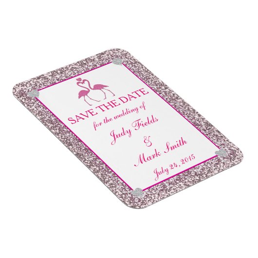 Roze faux glitter flamingo sparen de Datum Magnet Magneet (Rechterzijde)