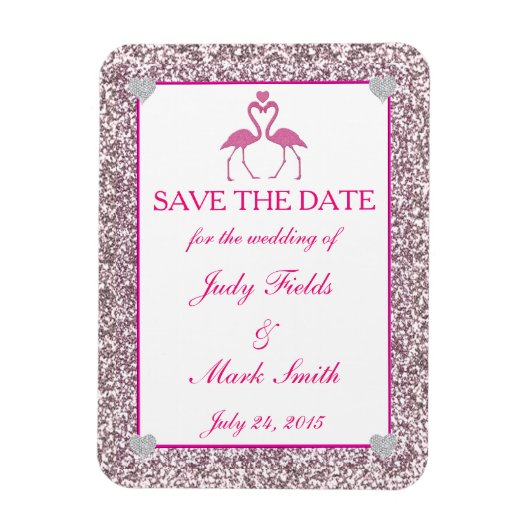 Roze faux glitter flamingo sparen de Datum Magnet Magneet (Verticaal)