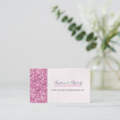 Roze Faux Glitter Glam Visitekaartje (Staand voorkant)