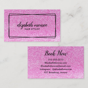 Roze Faux Glitter Haarstylist Makeup Salon Script Visitekaartje