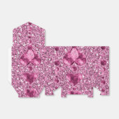 Roze Faux Glitter & Heart Droplets Bedankdoosjes (Uitgevouwen)